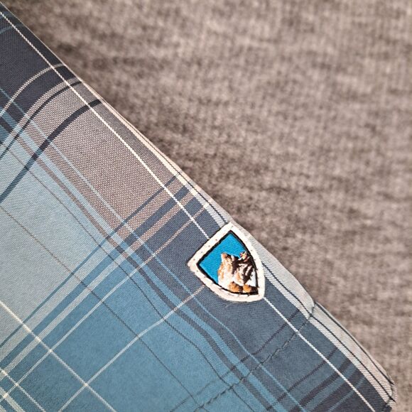 Kuhl Button Up Shirt Blue Mens Size Large Short Sleeve Plaid Outdoors - Picture 9 of 10